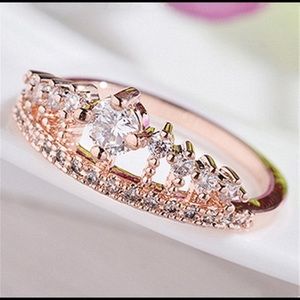 Rose Gold Crown Tiara Ring size 6